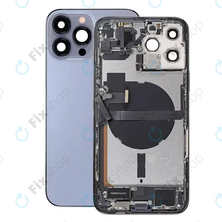Apple iPhone 13 Pro Max - Rear Housing with Small Parts (Blue) قاب کامل با فلت IP 13PRO MAX BLUE - تصویر 1