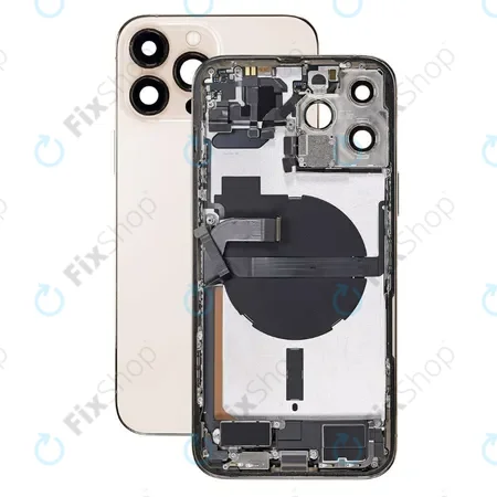 Apple iPhone 13 Pro Max - Rear Housing with Small Parts (Gold) قاب کامل با فلت IP 13PRO MAX GOLD - تصویر 1