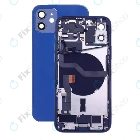 Apple iPhone 12 - Rear Housing with Small Parts (Blue) قاب کامل با فلت iPhone 12 Blue - تصویر 1